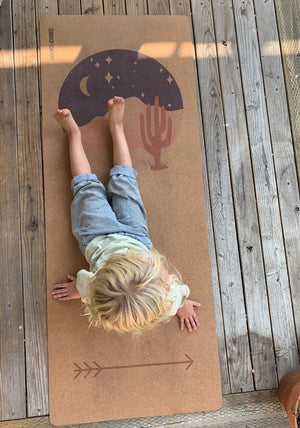 Desert Moon Kids Yoga Mat, 100% Sustainable cork and rubber children's yoga and activity mat.